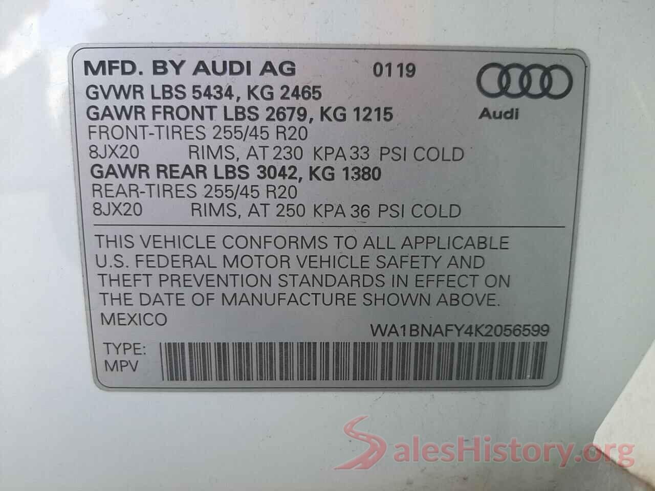 WA1BNAFY4K2056599 2019 AUDI Q5