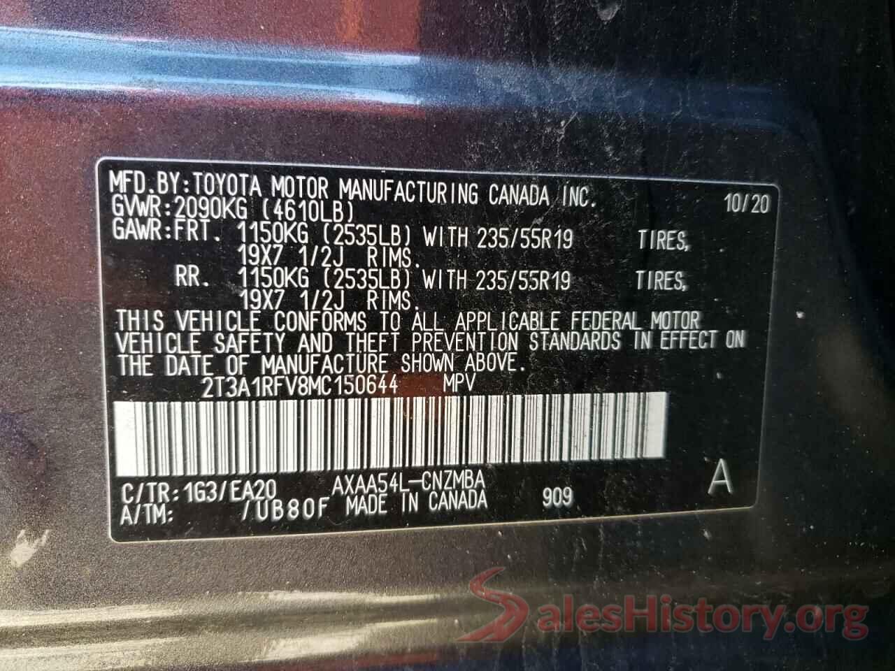 2T3A1RFV8MC150644 2021 TOYOTA RAV4