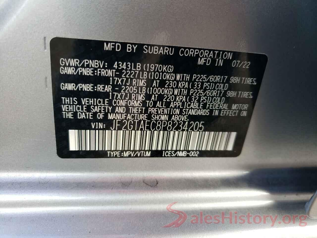 JF2GTAEC8P8234205 2023 SUBARU CROSSTREK