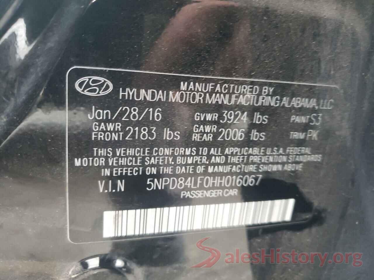 5NPD84LF0HH016067 2017 HYUNDAI ELANTRA