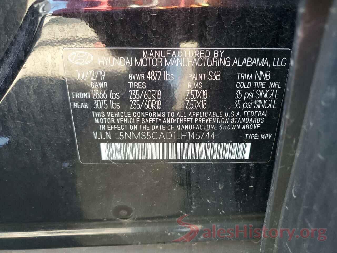 5NMS5CAD1LH145744 2020 HYUNDAI SANTA FE