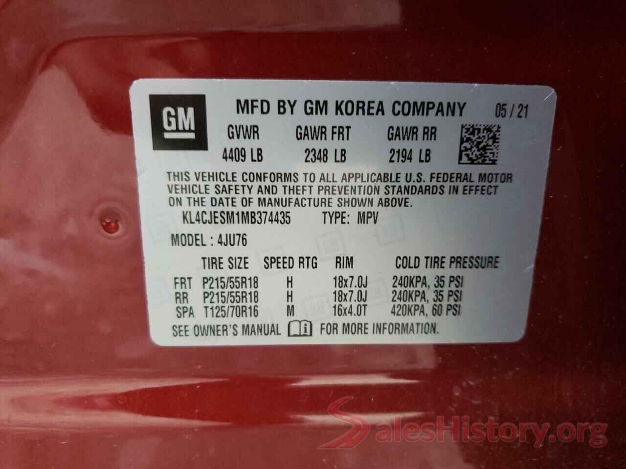 KL4CJESM1MB374435 2021 BUICK ENCORE