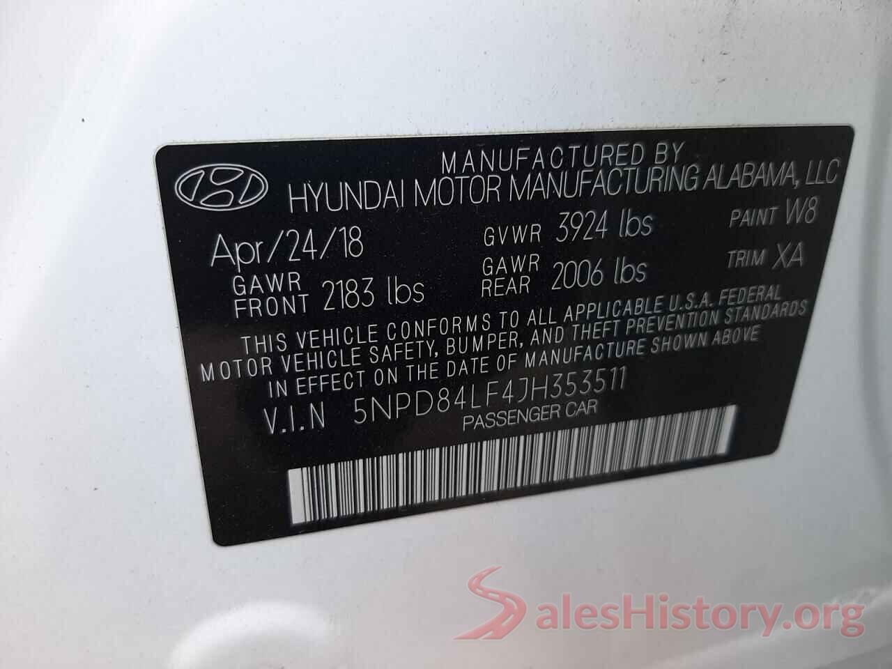 5NPD84LF4JH353511 2018 HYUNDAI ELANTRA