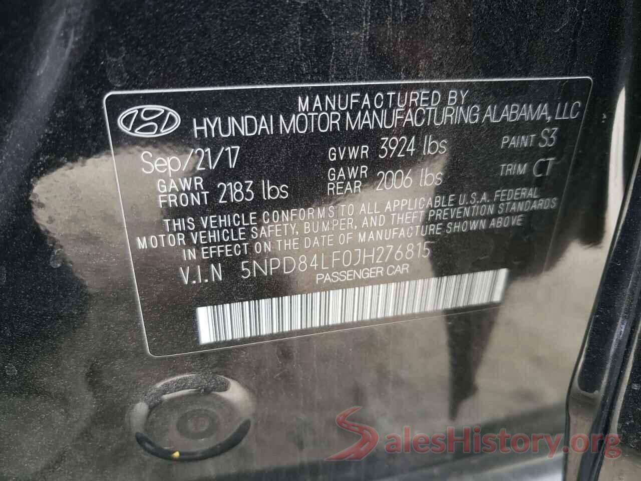 5NPD84LF0JH276815 2018 HYUNDAI ELANTRA