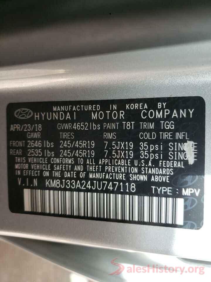 KM8J33A24JU747118 2018 HYUNDAI TUCSON