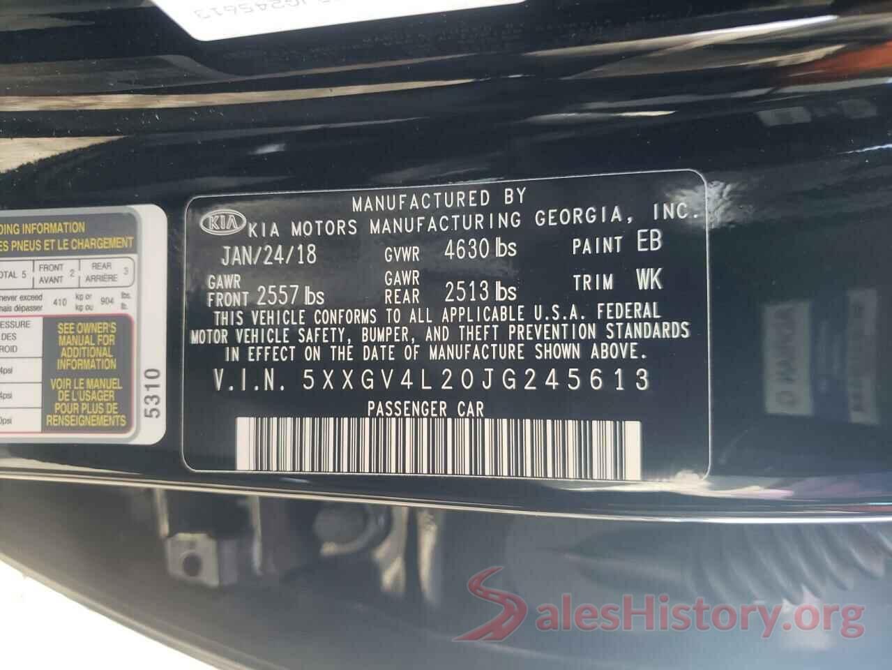 5XXGV4L20JG245613 2018 KIA OPTIMA