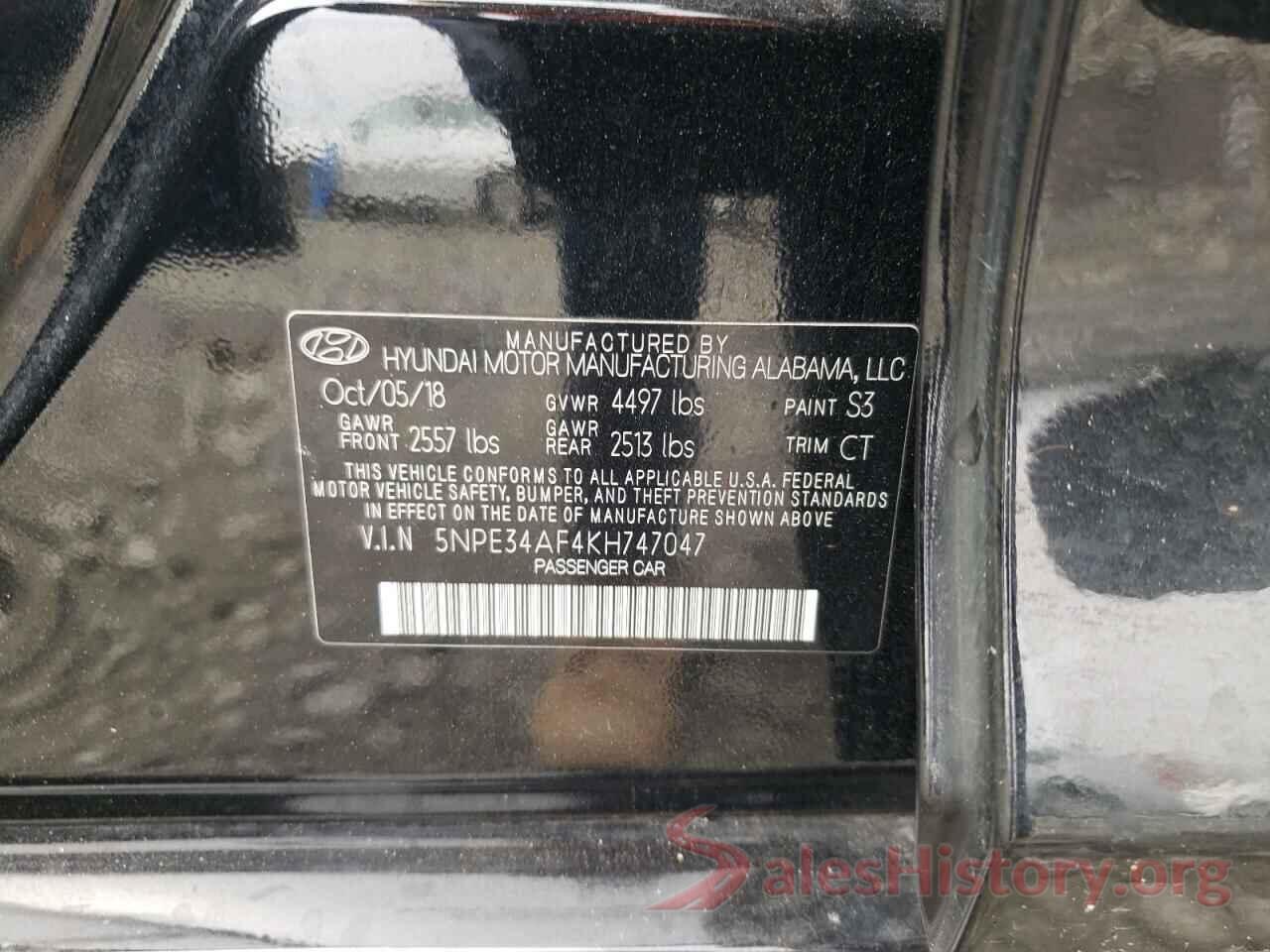 5NPE34AF4KH747047 2019 HYUNDAI SONATA