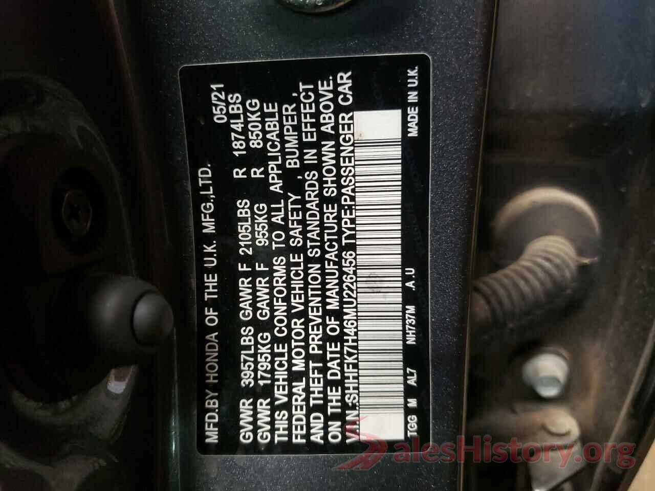 SHHFK7H46MU226456 2021 HONDA CIVIC