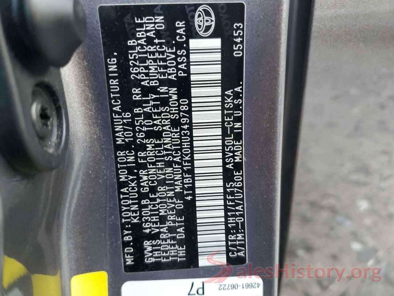 4T1BF1FK0HU349780 2017 TOYOTA CAMRY