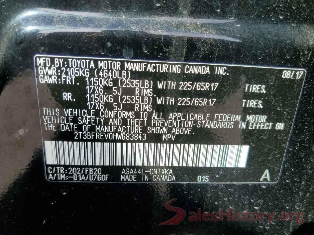 2T3BFREV0HW683843 2017 TOYOTA RAV4