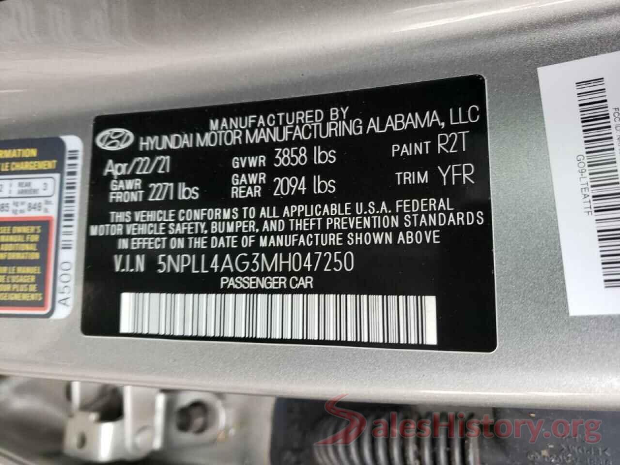 5NPLL4AG3MH047250 2021 HYUNDAI ELANTRA