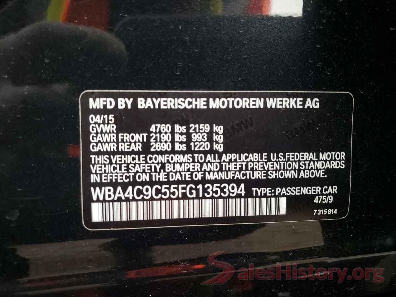 WBA4C9C55FG135394 2015 BMW 4 SERIES