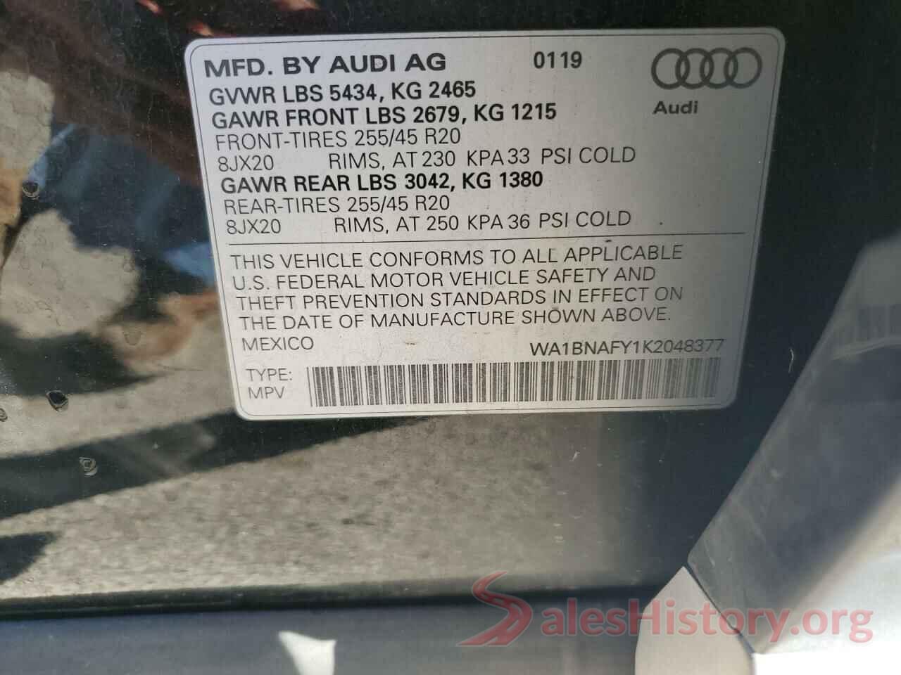 WA1BNAFY1K2048377 2019 AUDI Q5