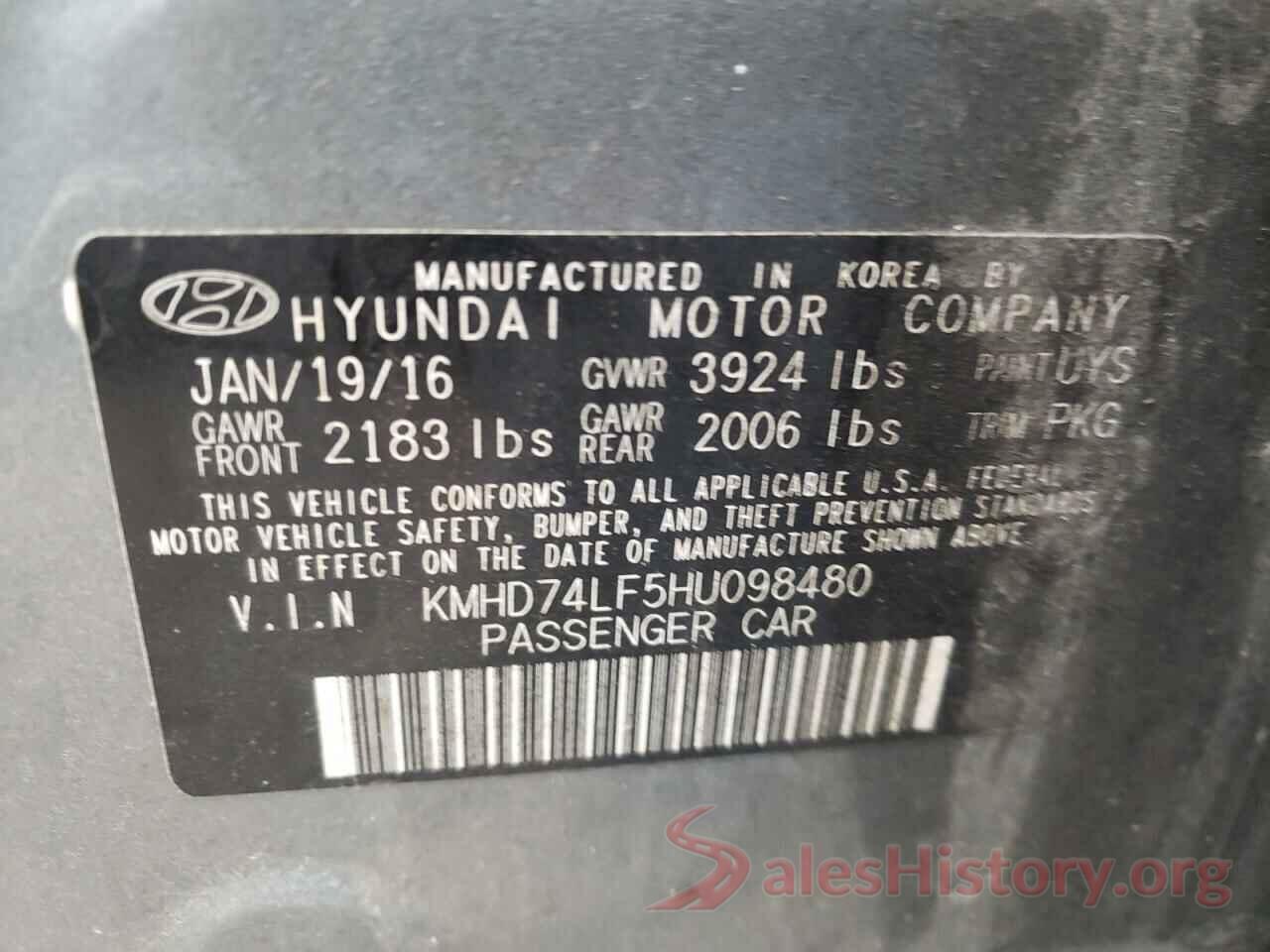 KMHD74LF5HU098480 2017 HYUNDAI ELANTRA