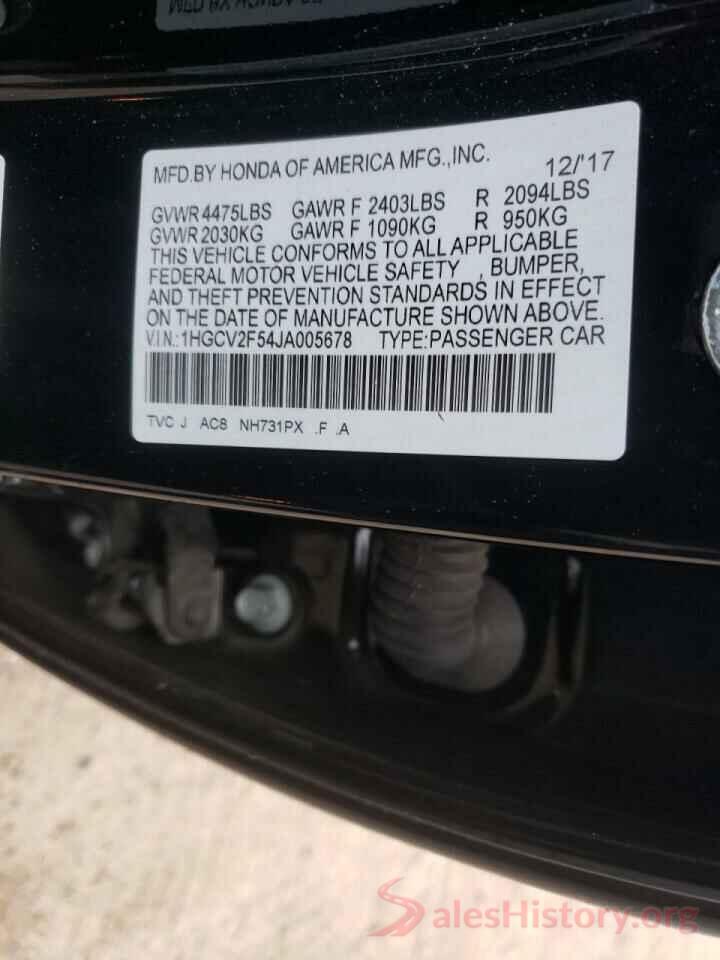 1HGCV2F54JA005678 2018 HONDA ACCORD