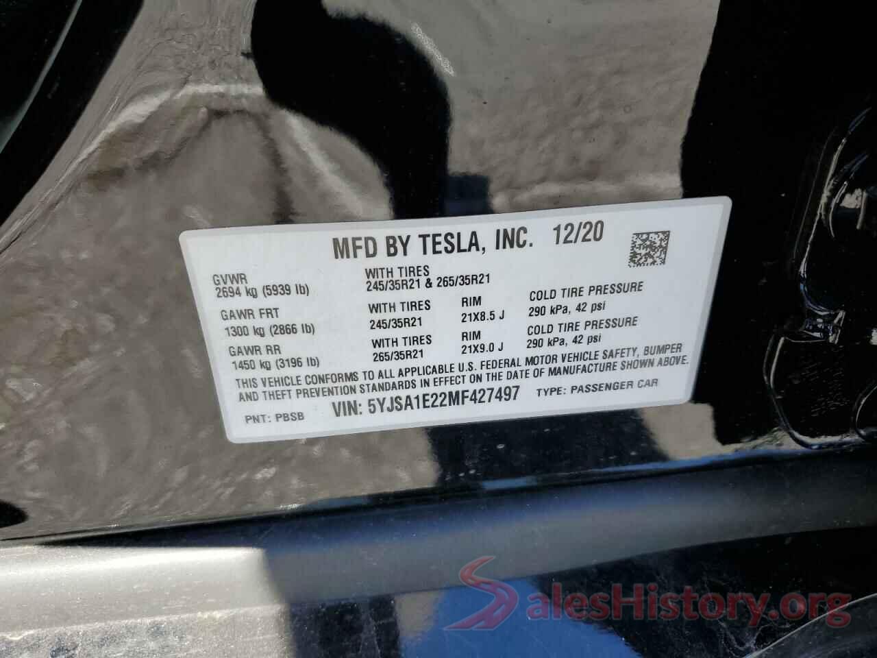 5YJSA1E22MF427497 2021 TESLA MODEL S