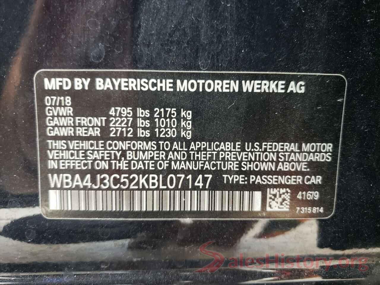 WBA4J3C52KBL07147 2019 BMW 4 SERIES