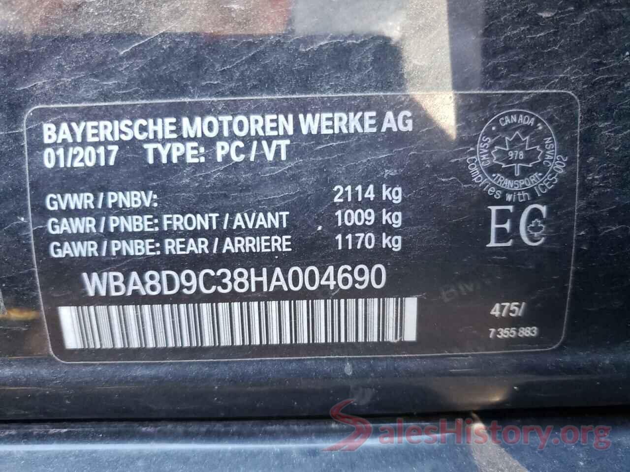 WBA8D9C38HA004690 2017 BMW 3 SERIES