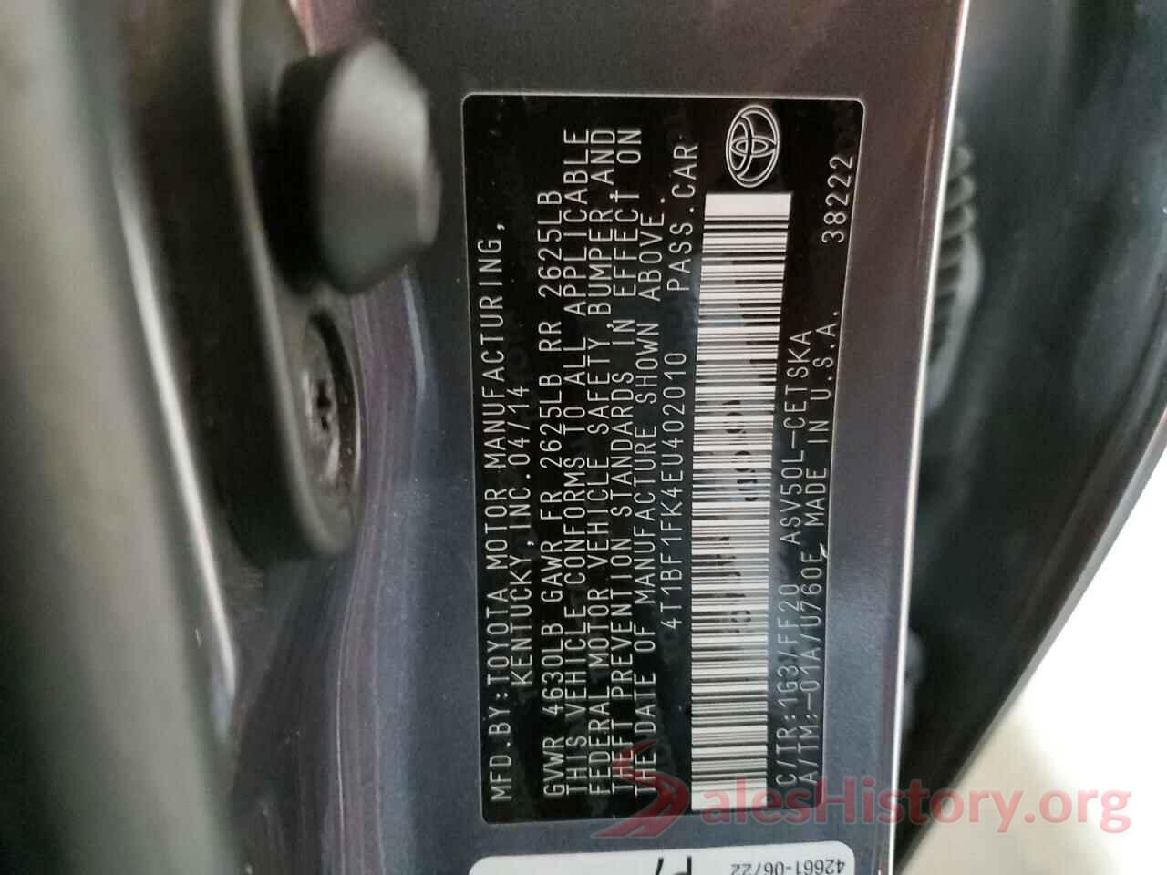 4T1BF1FK4EU402010 2014 TOYOTA CAMRY