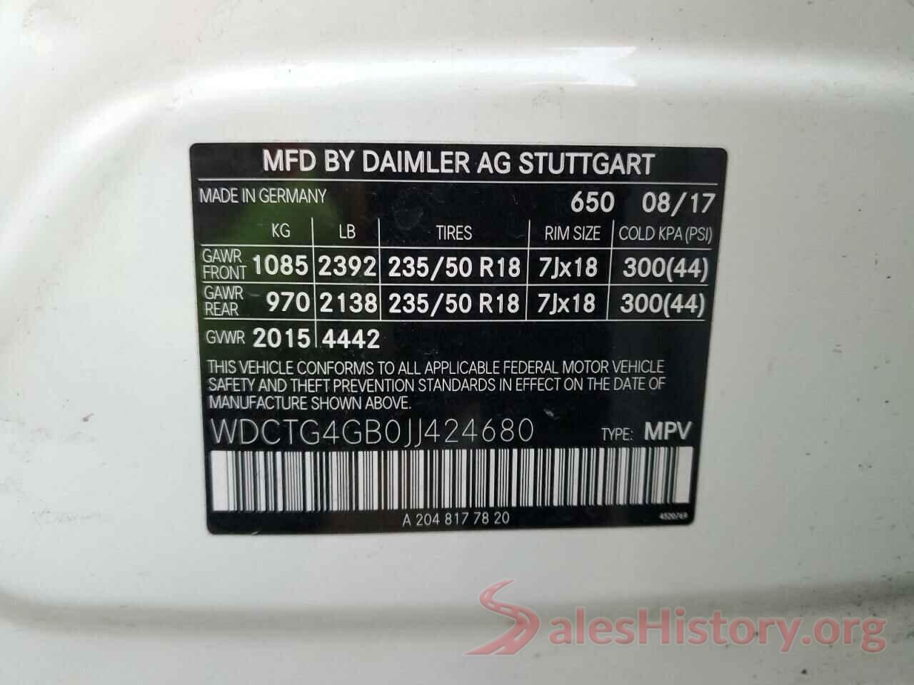 WDCTG4GB0JJ424680 2018 MERCEDES-BENZ GLA-CLASS