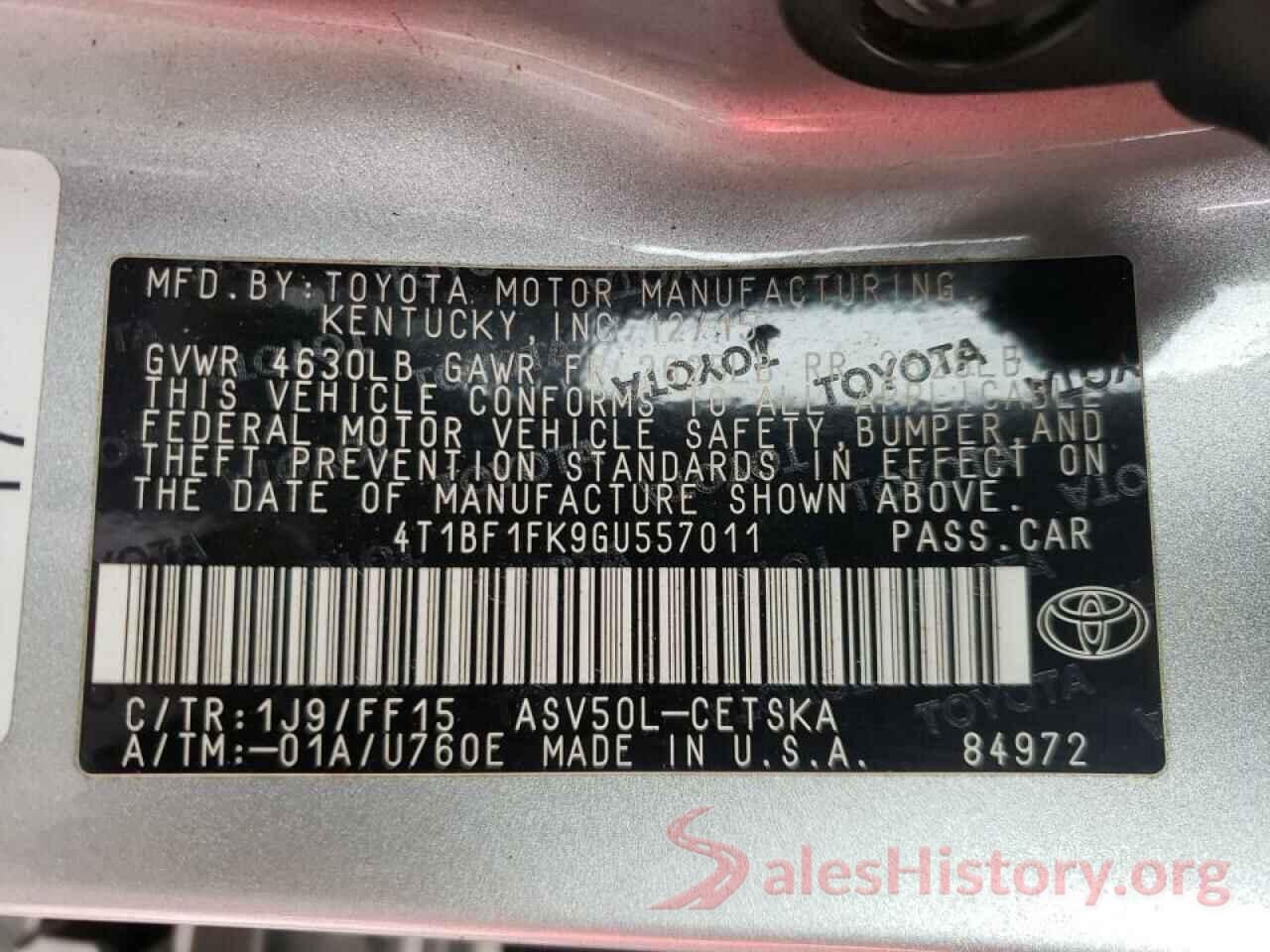 4T1BF1FK9GU557011 2016 TOYOTA CAMRY