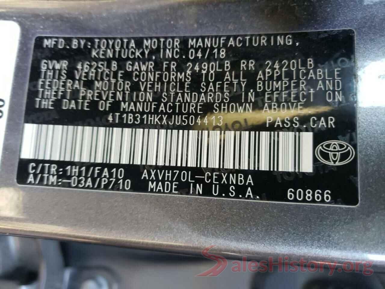 4T1B31HKXJU504413 2018 TOYOTA CAMRY