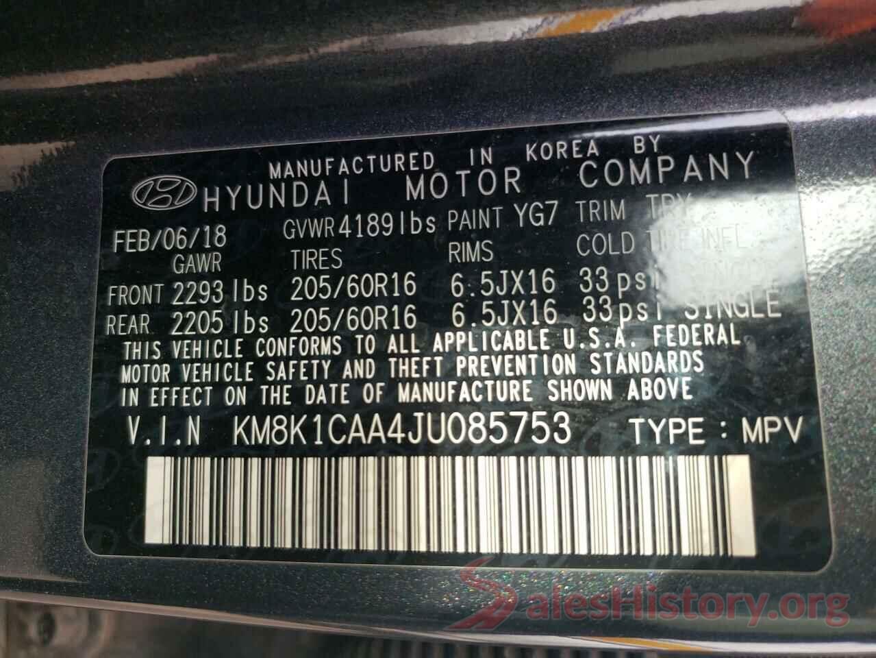 KM8K1CAA4JU085753 2018 HYUNDAI KONA