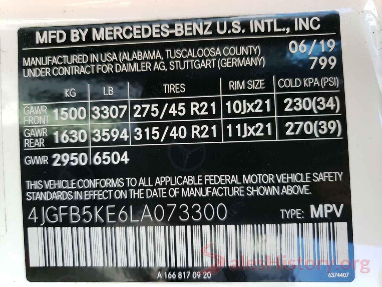 4JGFB5KE6LA073300 2020 MERCEDES-BENZ GLE-CLASS