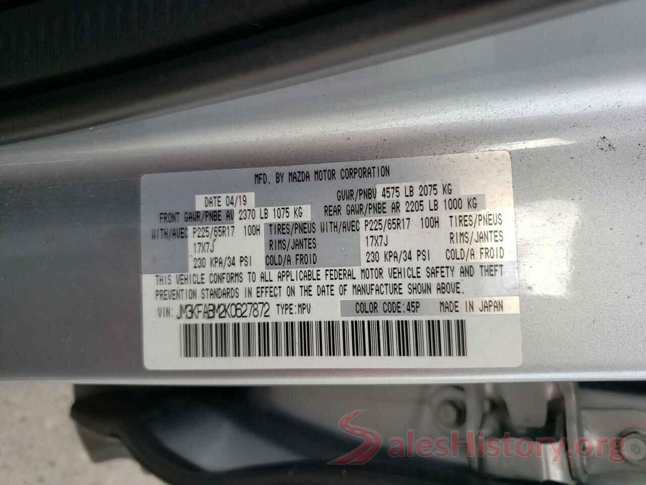 JM3KFABM2K0627872 2019 MAZDA CX-5