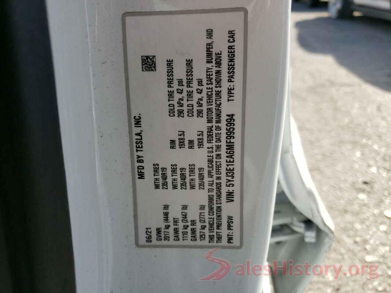 5YJ3E1EA6MF995994 2021 TESLA MODEL 3