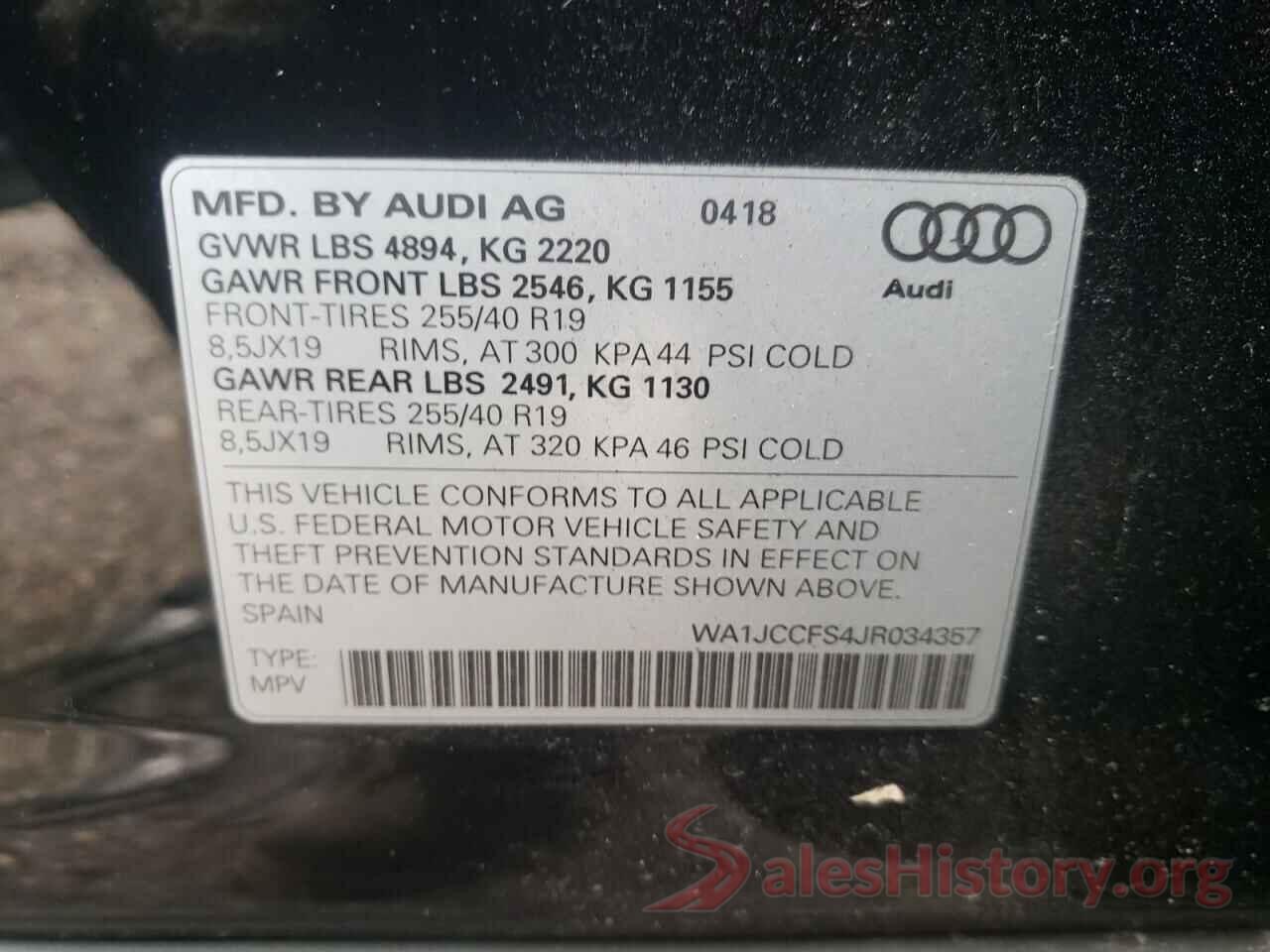 WA1JCCFS4JR034357 2018 AUDI Q3