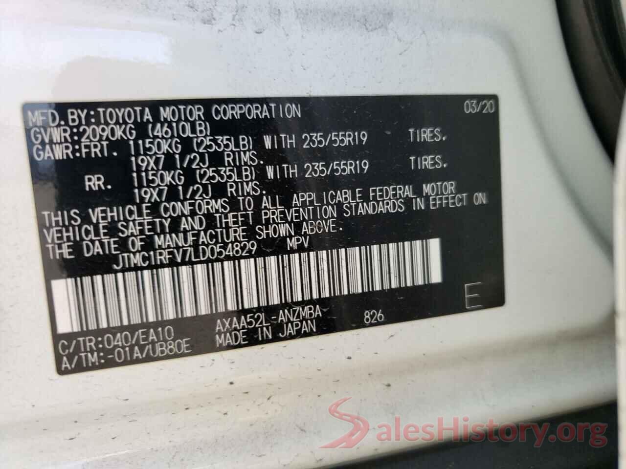 JTMC1RFV7LD054829 2020 TOYOTA RAV4