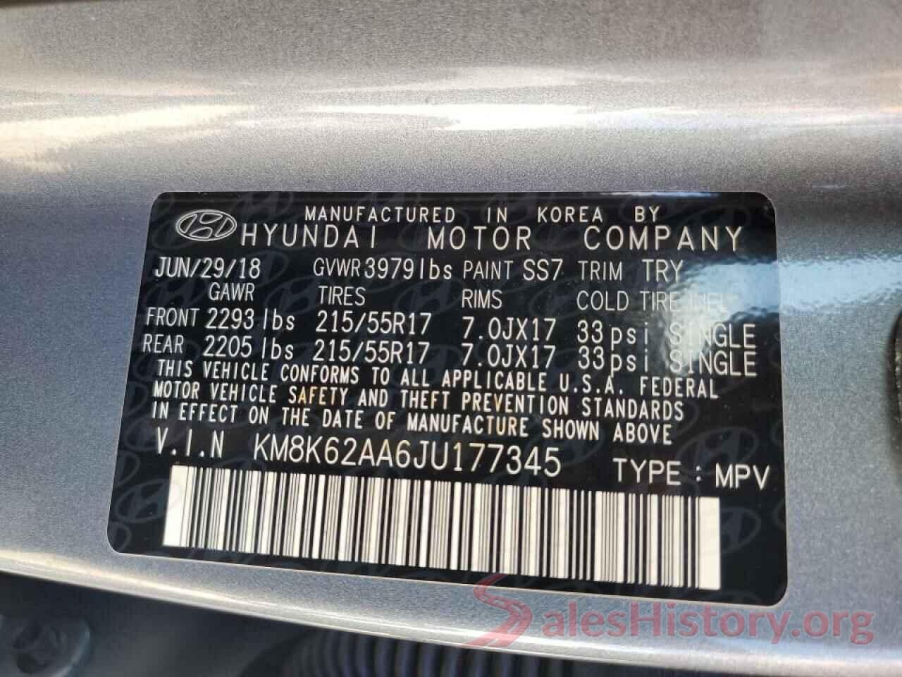 KM8K62AA6JU177345 2018 HYUNDAI KONA