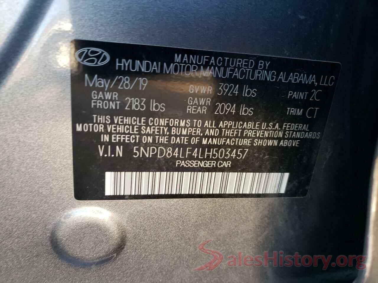 5NPD84LF4LH503457 2020 HYUNDAI ELANTRA