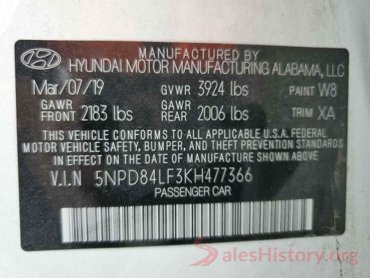 5NPD84LF3KH477366 2019 HYUNDAI ELANTRA