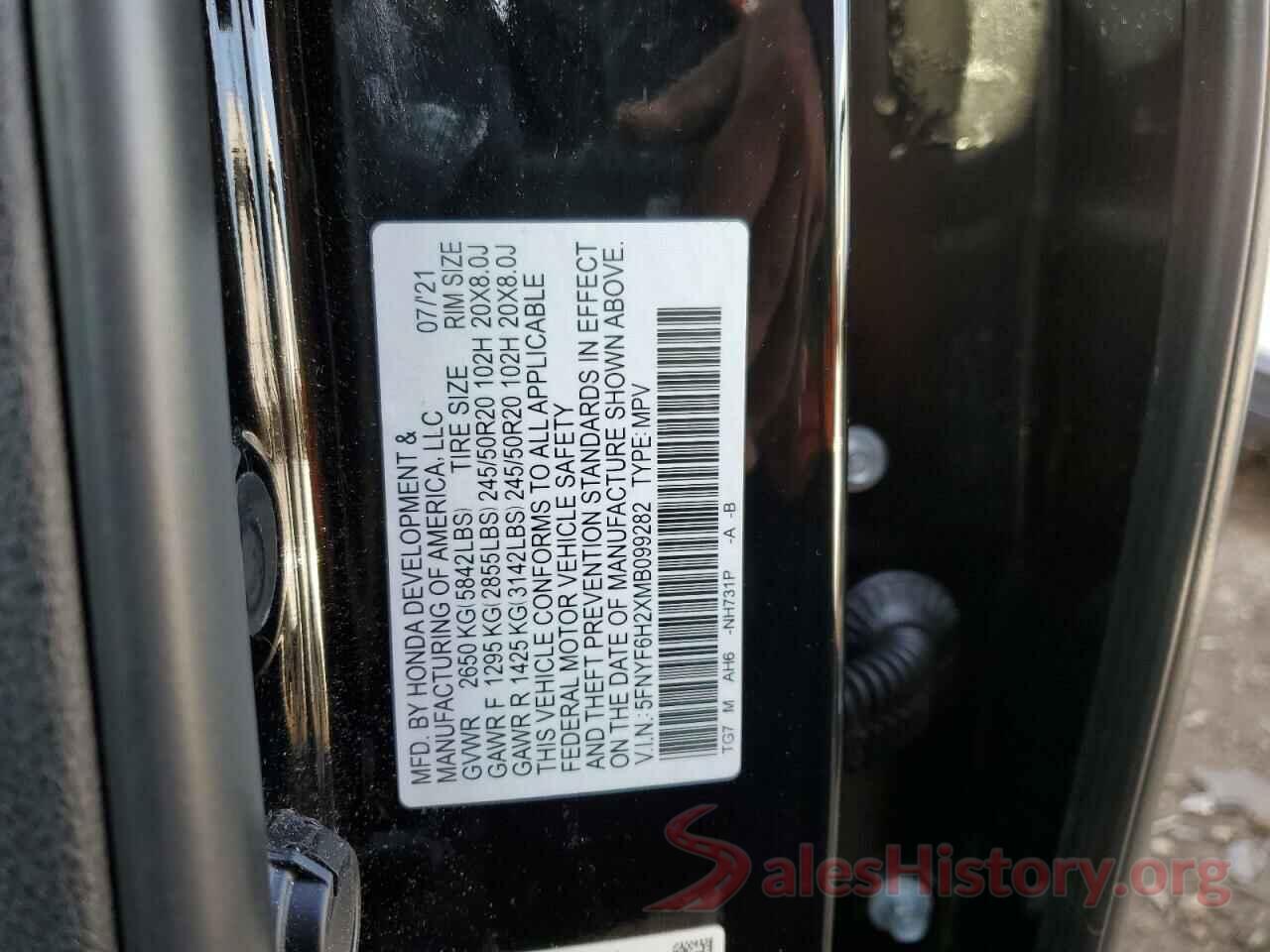 5FNYF6H2XMB099282 2021 HONDA PILOT