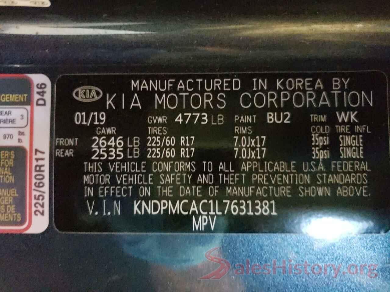 KNDPMCAC1L7631381 2020 KIA SPORTAGE