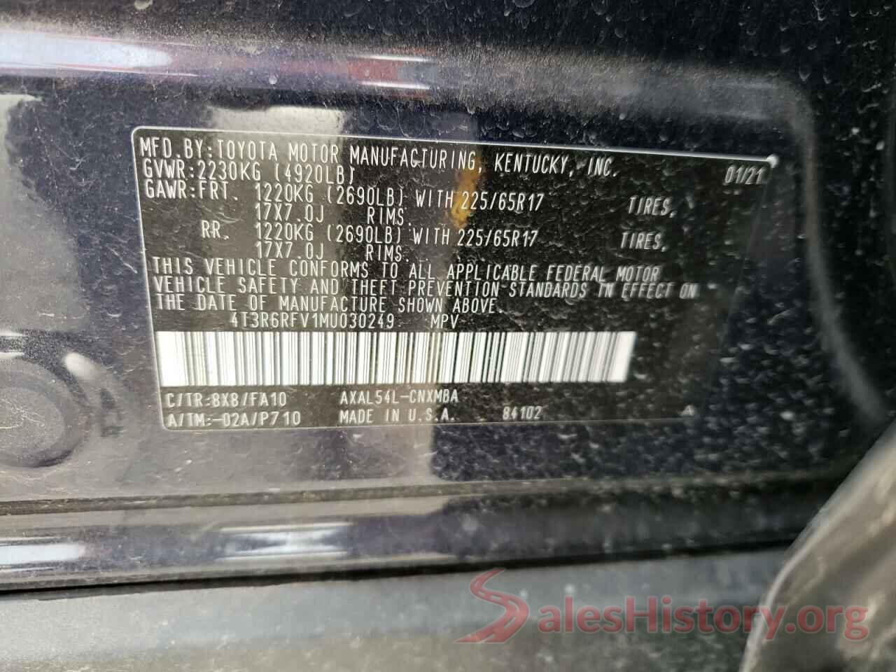 4T3R6RFV1MU030249 2021 TOYOTA RAV4