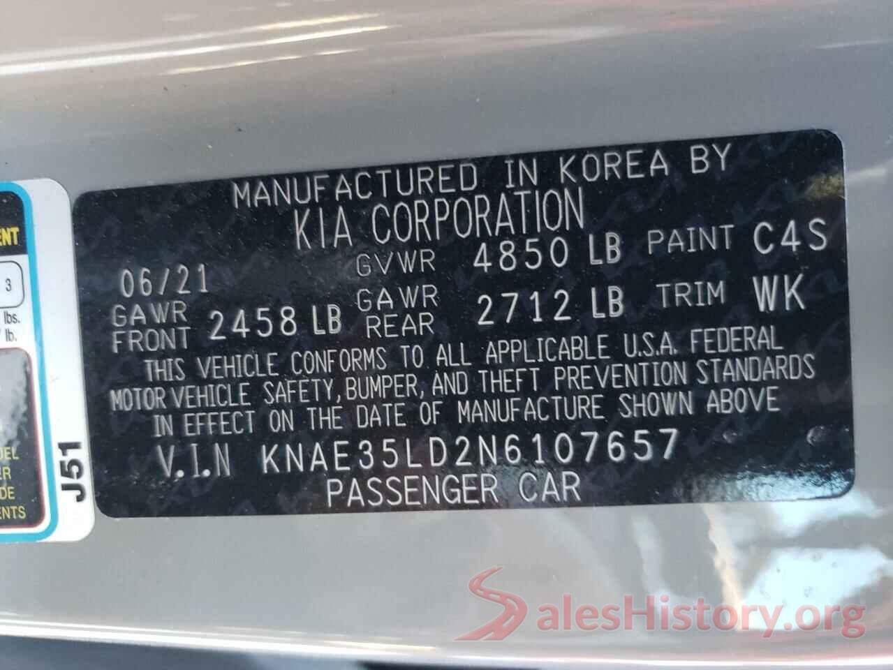 KNAE35LD2N6107657 2022 KIA STINGER