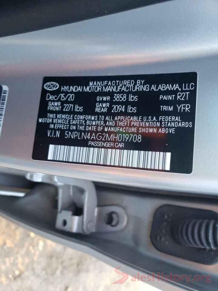 5NPLN4AG2MH019708 2021 HYUNDAI ELANTRA