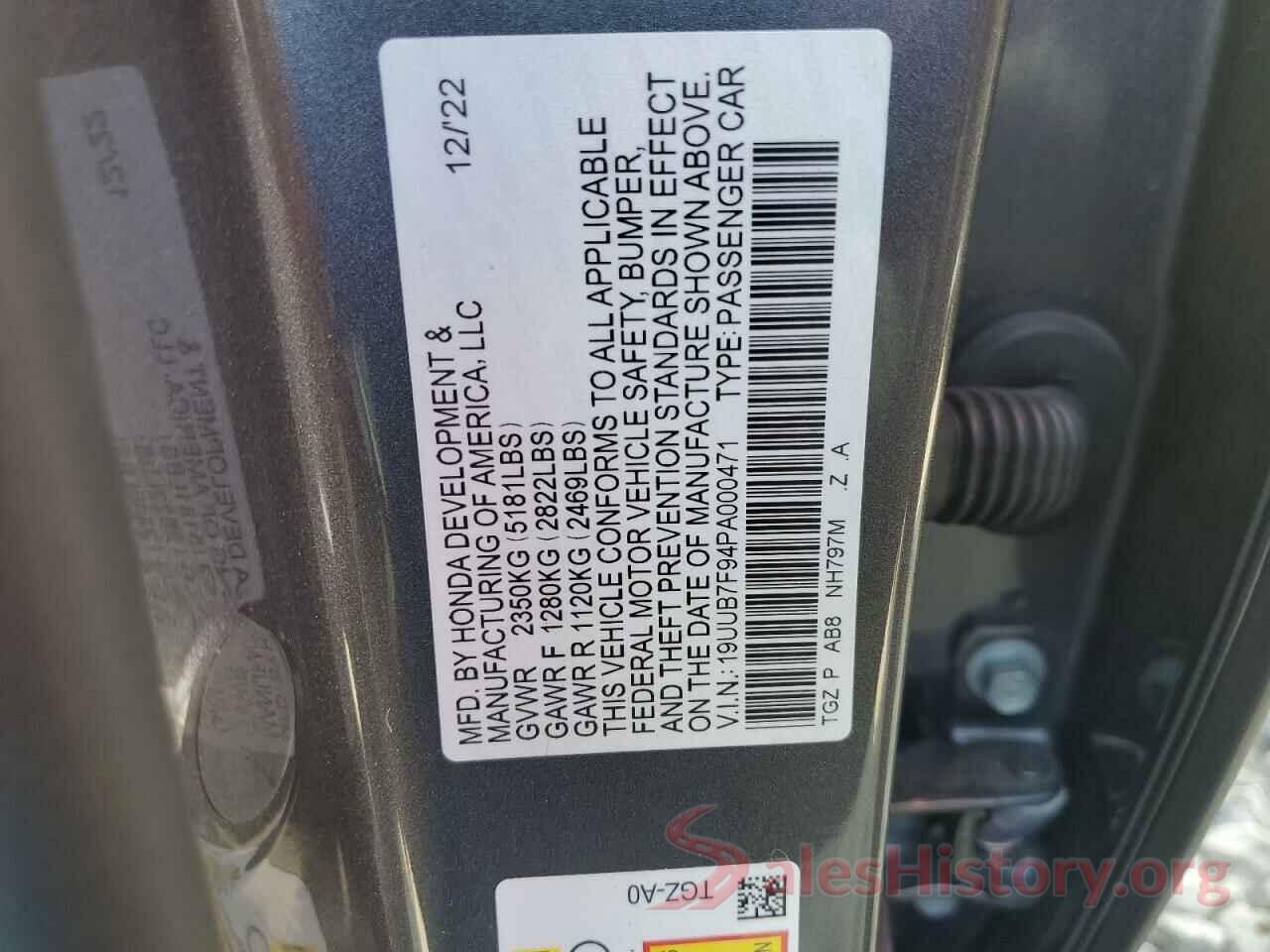 19UUB7F94PA000471 2023 ACURA TLX