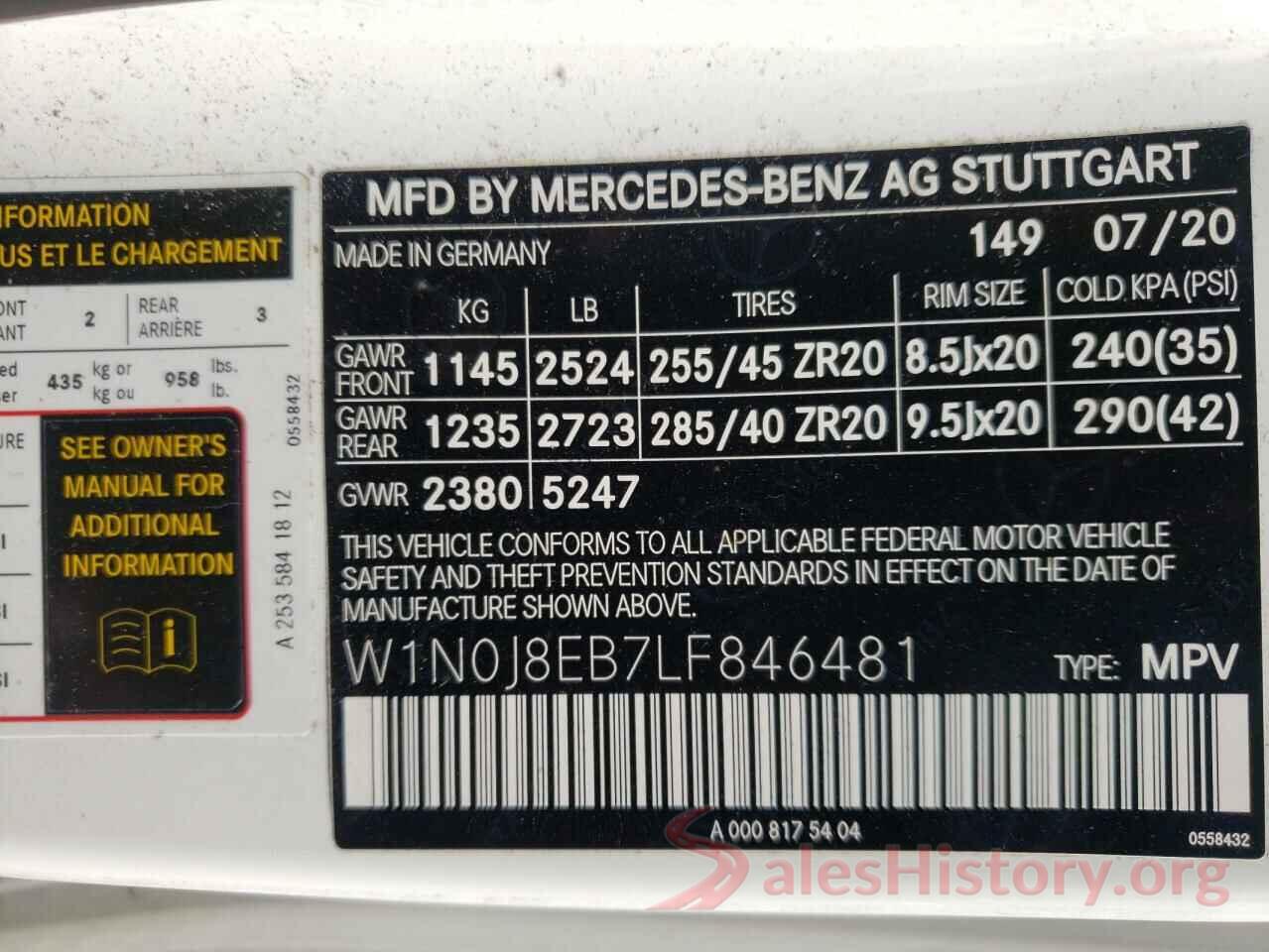 W1N0J8EB7LF846481 2020 MERCEDES-BENZ GLC-CLASS