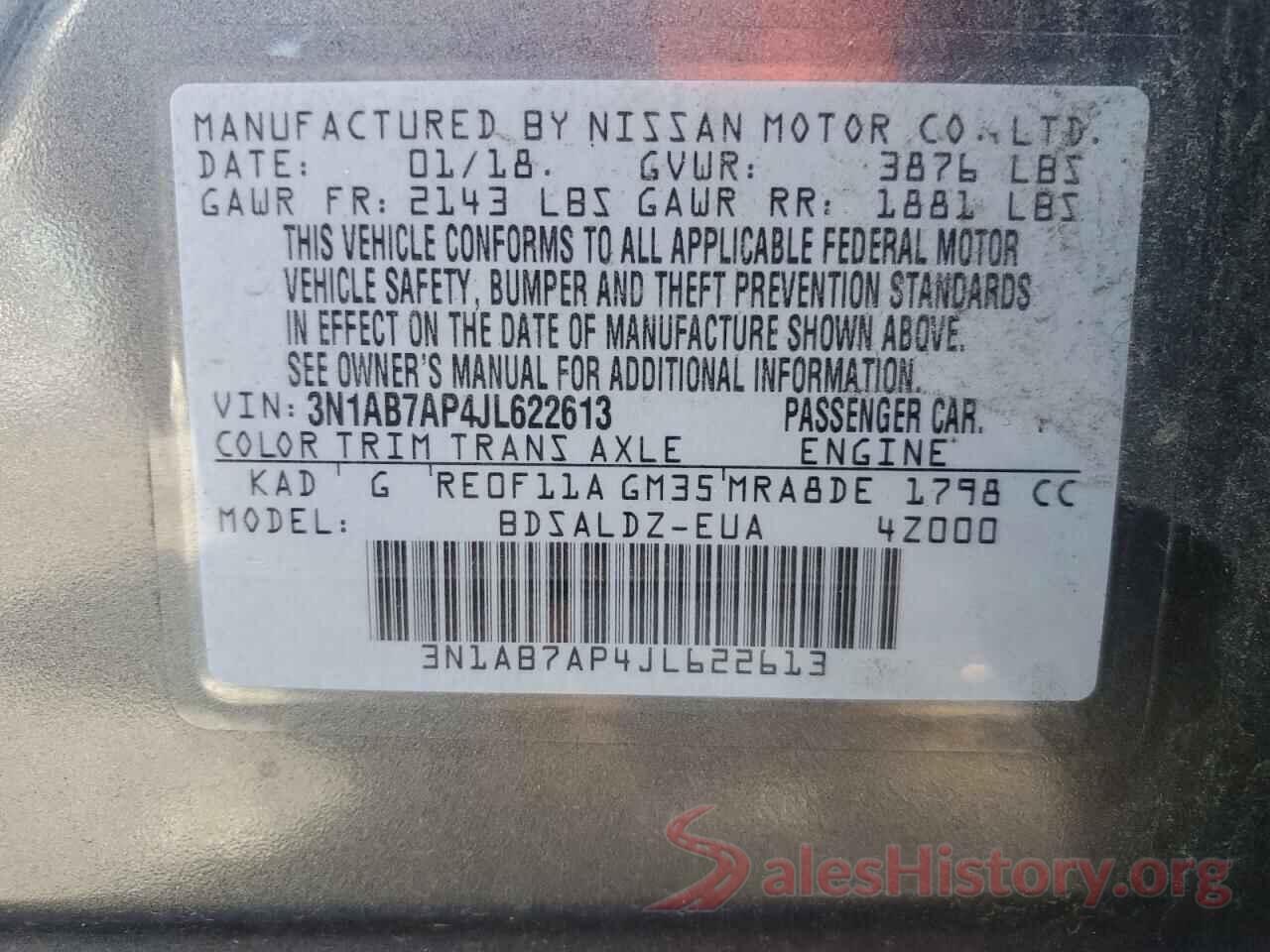 3N1AB7AP4JL622613 2018 NISSAN SENTRA