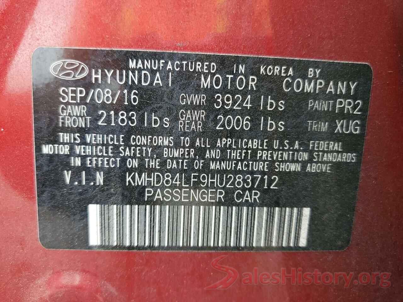 KMHD84LF9HU283712 2017 HYUNDAI ELANTRA