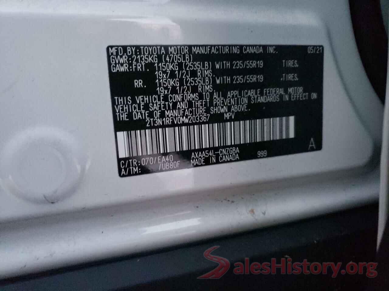 2T3N1RFV0MW203367 2021 TOYOTA RAV4