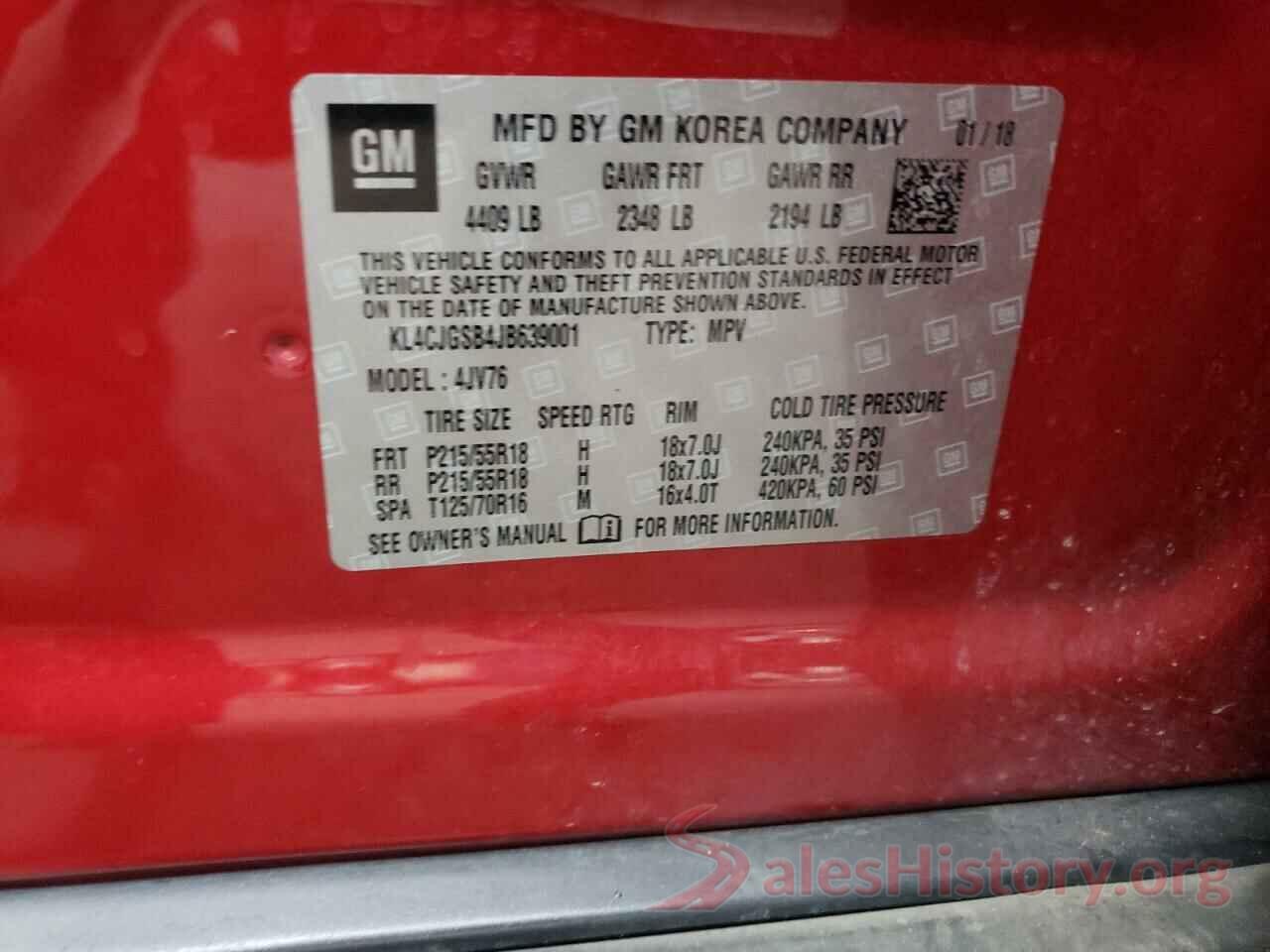 KL4CJGSB4JB639001 2018 BUICK ENCORE