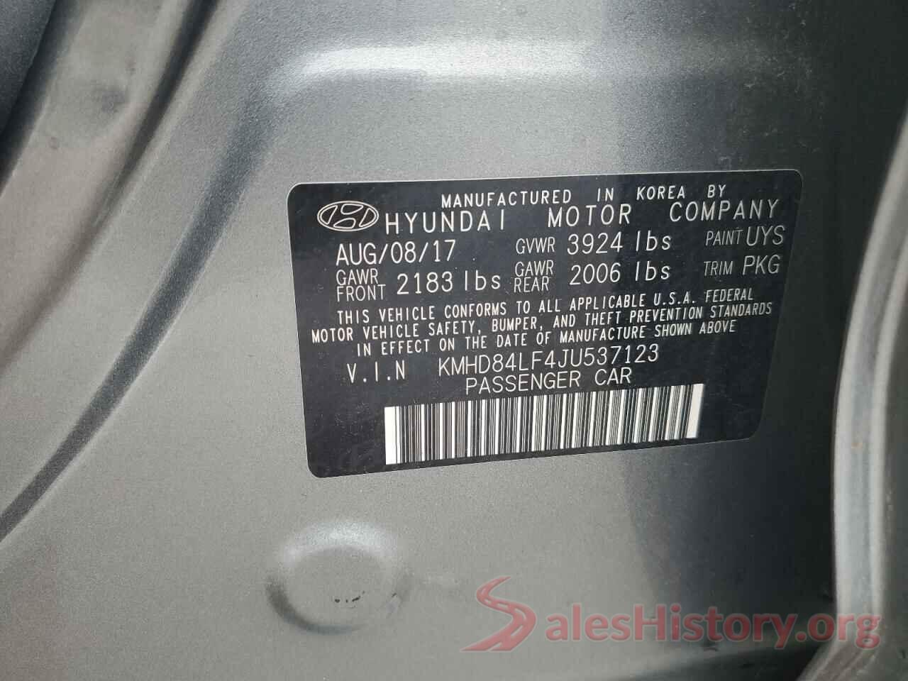 KMHD84LF4JU537123 2018 HYUNDAI ELANTRA