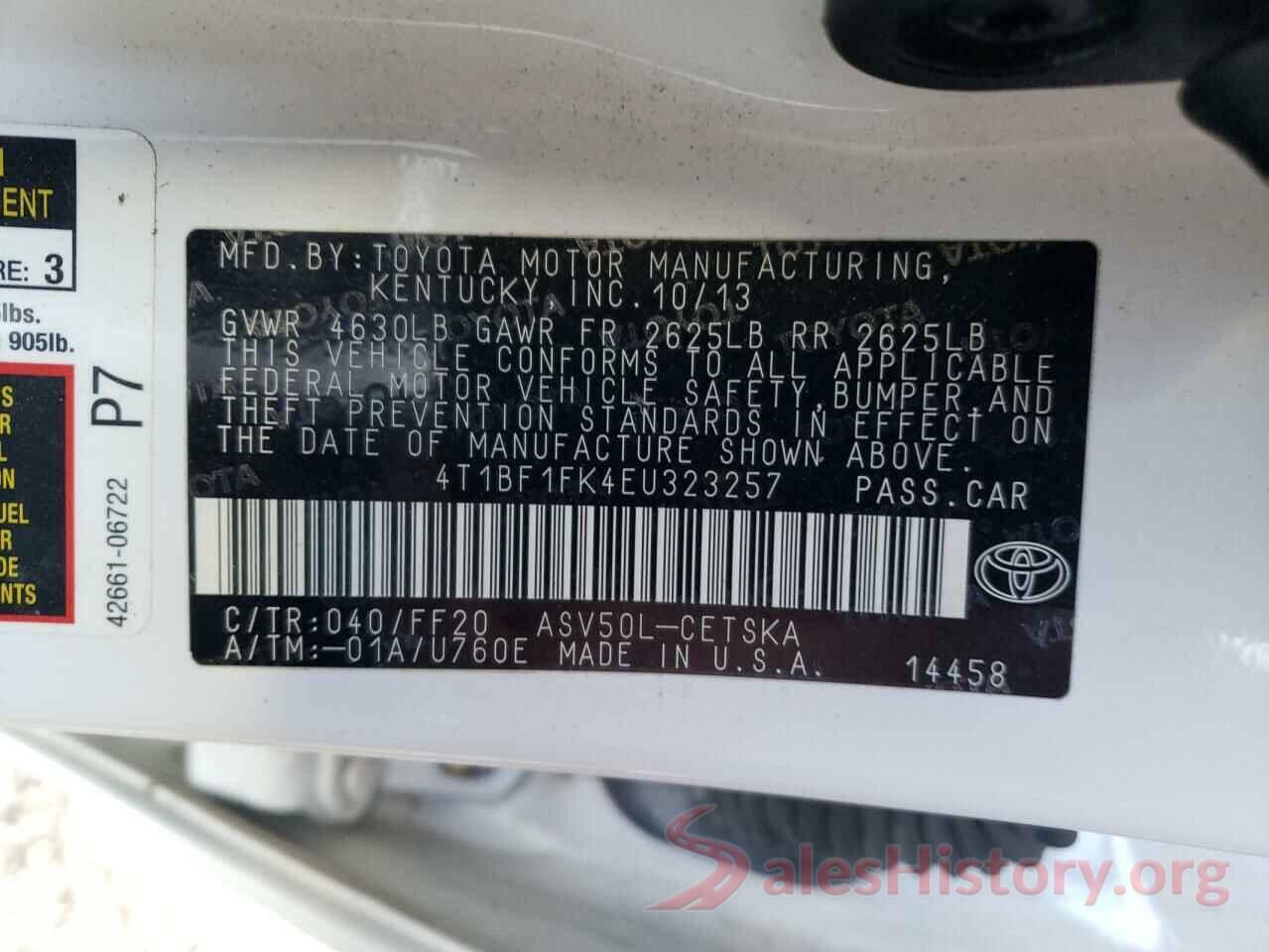 4T1BF1FK4EU323257 2014 TOYOTA CAMRY