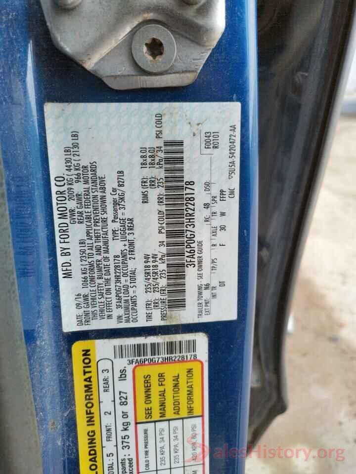 3FA6P0G73HR228178 2017 FORD FUSION