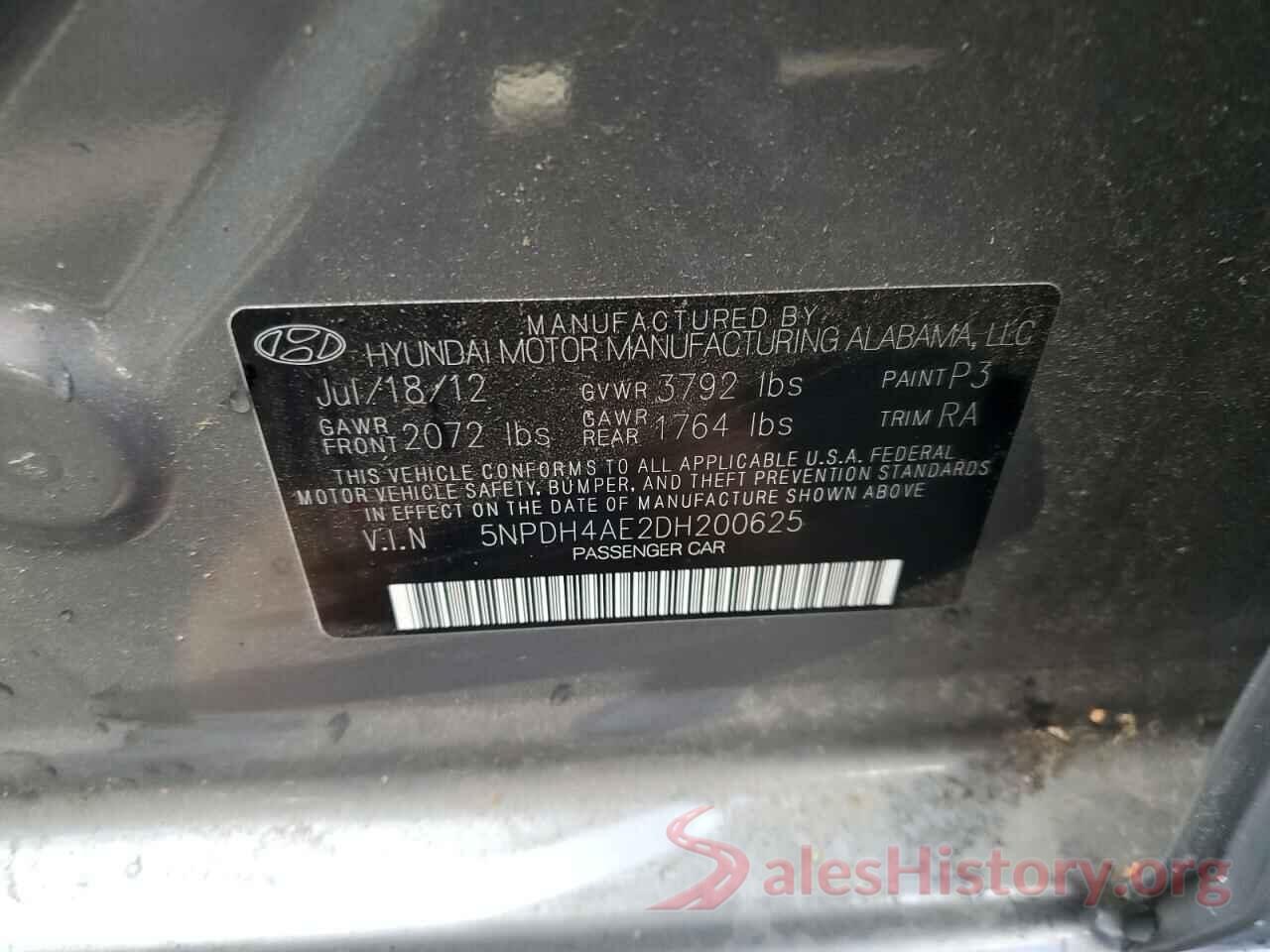 5NPDH4AE2DH200625 2013 HYUNDAI ELANTRA